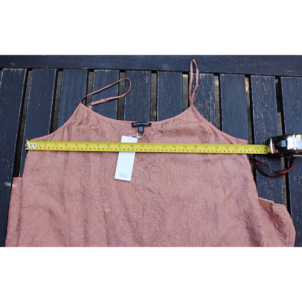 New w/Tags - Eileen Fisher Lightweight Crushed Silk Cami Slipdress, Toffee, Lrg - Picture 6 of 13